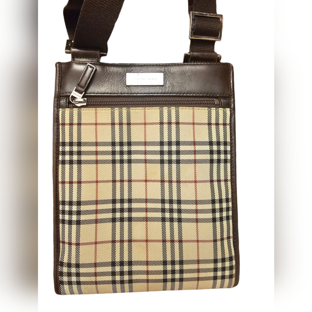 Burberry Nova Check & Brown Leather Crossbody w/ COA